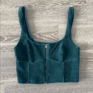 Forever 21 Green Zip Crop Top